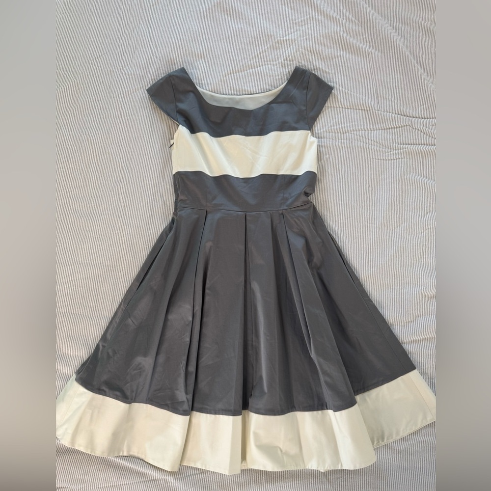 KATE SPADE size 6 Grey and Cream Striped Audette Dress with pockets - Picture 12 of 14